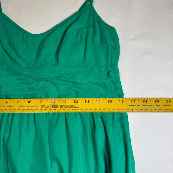 Universal Thread Size L Green Maxi Sundress Ruched Tiered Pocketed Cottagecore - Picture 6 of 8